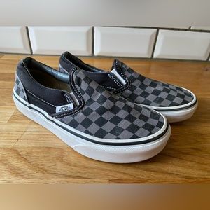 Kids Black and Gray Checkered Vans